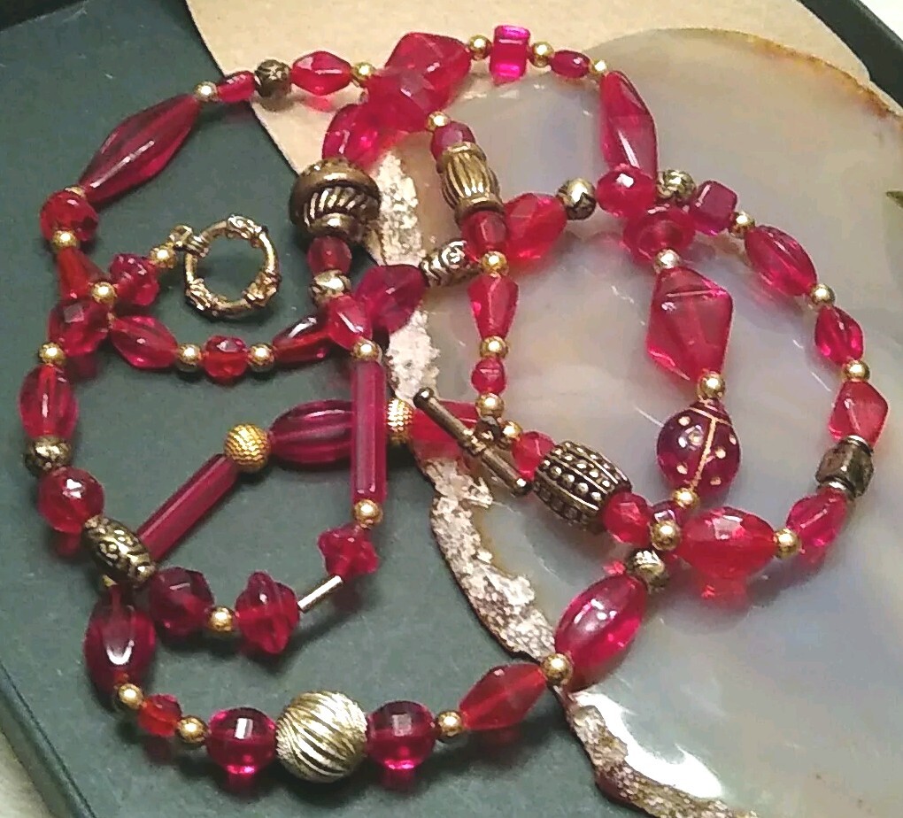 Festive! ARTISAN 30" Ruby Red Colored Assorted Gl… - image 4