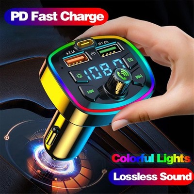 Bluetooth 5.0 FM Transmitter Auto Radio Adapter Freisprecheinrichtung KFZ 3 USB