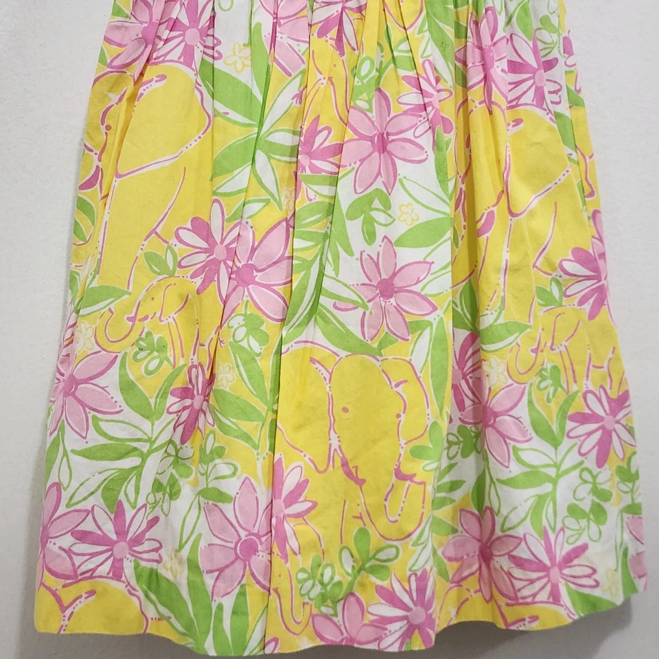 Vestido Vintage Lilly Pulitzer Niñas Talla 4T Garden Vista Jungle Elephant Amarillo Foto 3 de 4