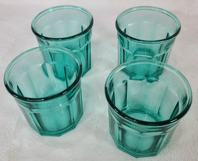 4 Green/Teal Luminarc 500 ML Working Glasses EUC! 3.75 - 4.  Tall Made in France
