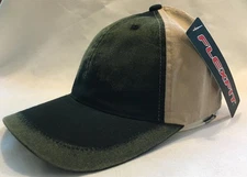 Yupoong Baseball Hat Cap Mens S/M Black/Tan Flexfit Band Washed Cotton Twill
