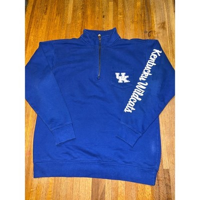 Pressbox Women LG Blue UK Kentucky Wildcats Quarter Zip Pullover Sweatshirt