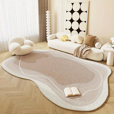 Luxury Velvet Area Rug Irregular Shape Soft Fluffy Non Slip Washable Modern
