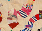 Quilt Multi-Colors Cotton; TOP ONLY; River Pattern; 60"x74"  Age? Handstitch — photo 5