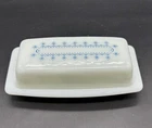 Vintage Pyrex Blue Snowflake Garland Butter Dish With Lid - Nice