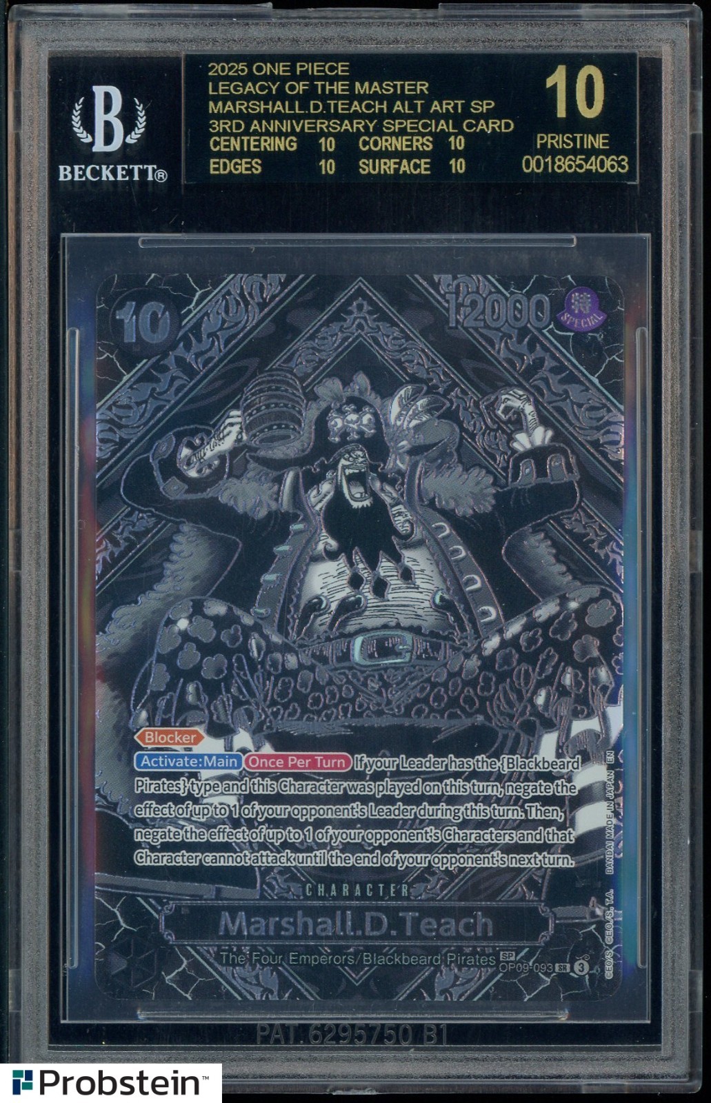 2025 One Piece EN Marshall D Tech 3rd Anniversary Silver BGS 10 BLACK LABEL view 1