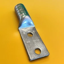 🔥(AN) ***QTY 1 *** Thomas & Betts 600-1100/24 Green Compression Cable Lug 2-Hol