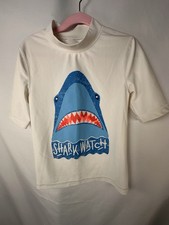 Boys Cherokee White Shark Swim Rash Guard Size Med 8/10
