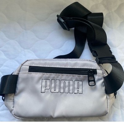 PUMA Gray Belt Bag Adjustable Strap Zip Closure Pockets Men Casual Travel