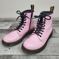 Dr. Martens 1460 J 8 Eye Patent Leather Boots Kids Pale Pink Junior Size 3