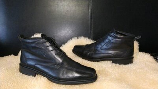 Men Ecco Boots Black Leather 44 #3QBS