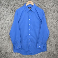 Stafford Dress Shirt Mens XL 17-17.5 34/35 Blue Up Button Travel Easy Care