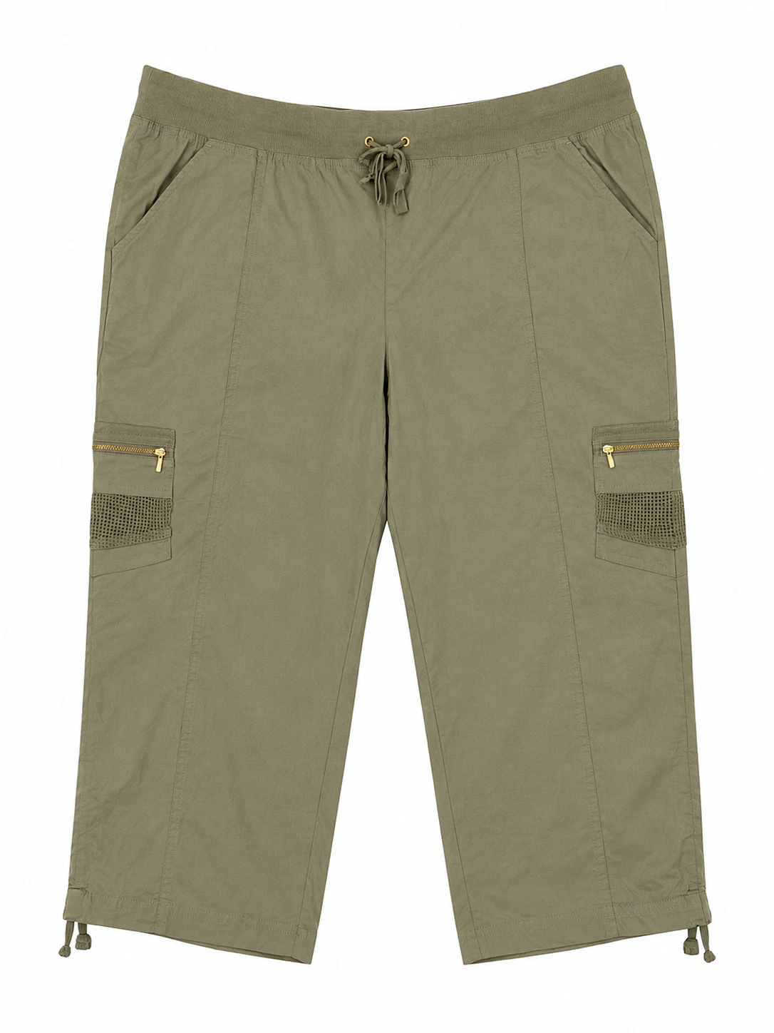 Chico's Women’s Olive Green Cargo Capri Pants Cropped Casual Lightweight Size 3
