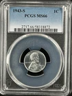 1943-S  1C  Lincoln Wheat One Cent  PCGS MS66  58318872