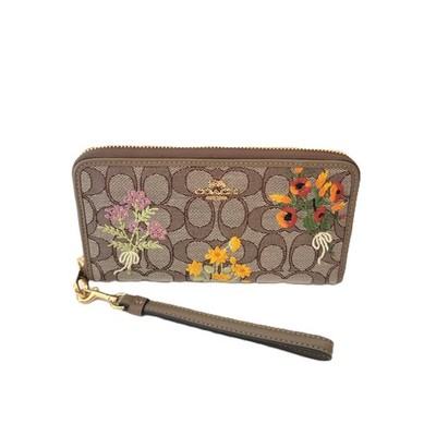Coach CEC23 Long Zip Around Wallet Signature Jacquard Floral