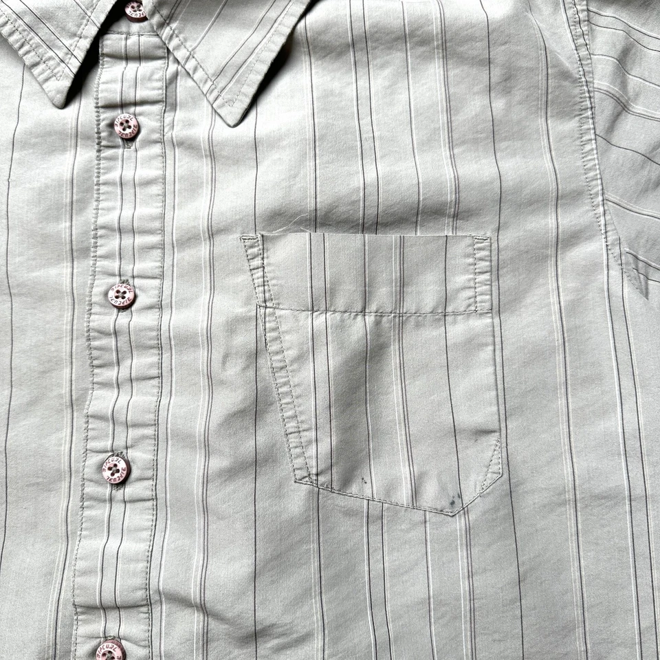 Rip Curl Shirt Mens Medium Gray Striped Short Sleeve Button Up Casual Surf - Image 2 of 4