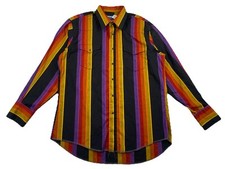 Vintage Wrangler Cowboy Cut Regular Fit X-Long Tails Shirt Striped USA 16.5 X 34