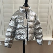 NWT Fabletics Arden Puffer Jacket Silver Sz XXL