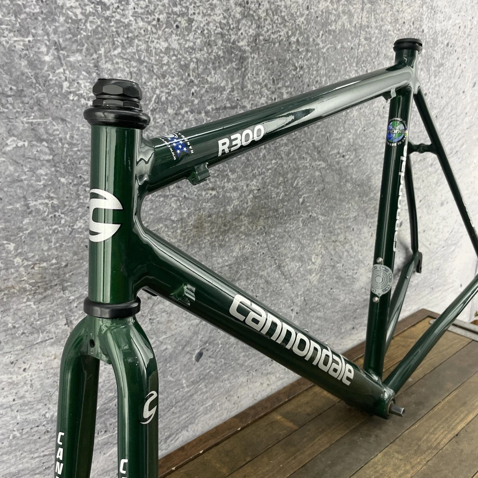 Vintage Cannondale R300 Road Bike Frame Green USA Handmade Alloy Dents 700c 130 - Image 2 of 4