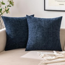 EMEMA Square Throw Pillow Covers 20"x20" 20" x Pack of 2 , Navy Blue