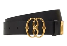 Bally 6305015 Emblem Adjustable Reversible Leather Black Belt EU 110/US 44