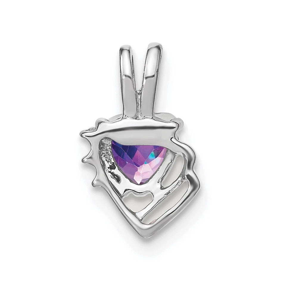 14k White Gold 5mm Heart Amethyst and Diamond Pendant 0.67gm L-12.3 mm, W-7.5 mm - Image 4 of 4