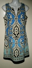 #514 Just Taylor Shift Dress Blue 6  Floral Damask Sleeveless Beach Cruise Reort