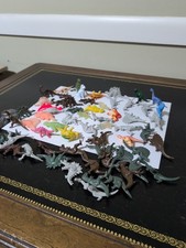 Lot Of 60 Vintage Looking Plastic/ Rubber Dinosaurs Rocks  USED  