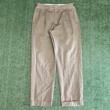 Polo Ralph Lauren Hammond Pant Mens 36x32 Tan Khaki Double Pleated Cuffed Chinos