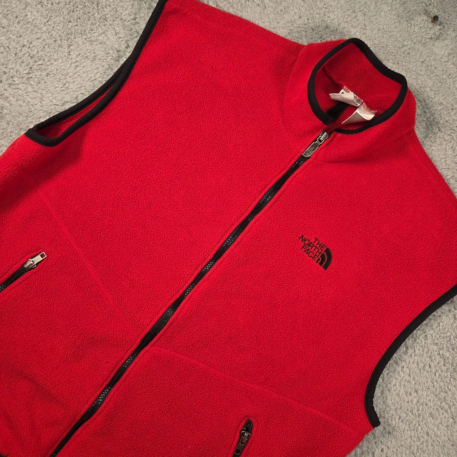 Vintage North Face Fleece Vest Mens XL Red Full Zip Made in USA 90s Gorpcore