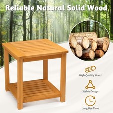 18" Waterproof Square Side Table 65LBS Capacity In/Outdoor 3Colors with 2 Layers