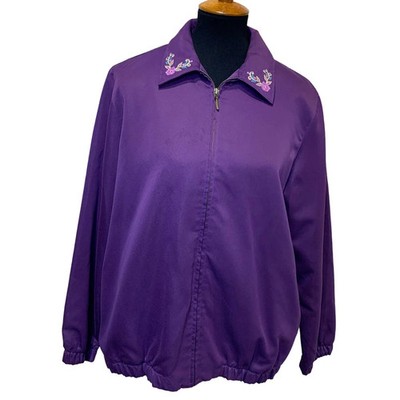 Alfred Dunner Size 10 Grandma Core Floral Embroidered FullZip Lightweight Jacket