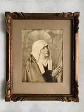 Ancien Cadre En Bois Sculpté Doré Cuivre Vierge Marie Retable Beaune Bourgogne