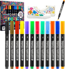 12Pcs Fabric Pens Permanent for Clothes, Permanent Fabric Markers, Laundry Marke