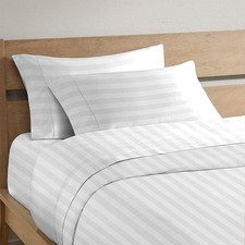 Pizuna 100 Cotton Pillow Cases Queen Size Set of 2 Stripe Luxury White, 300 ...