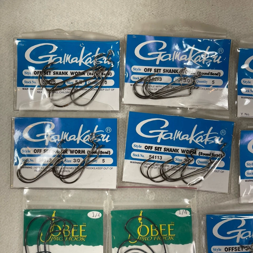 New  7 Pkgs Gamakatsu Offset Shank Hook# 3, 4, 5 &  2 Pkgs Jobee Pro Hooks 1/4 - Image 2 of 4