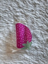 Hot Pink With Green Leaf Strawberry Claw Hair Clip