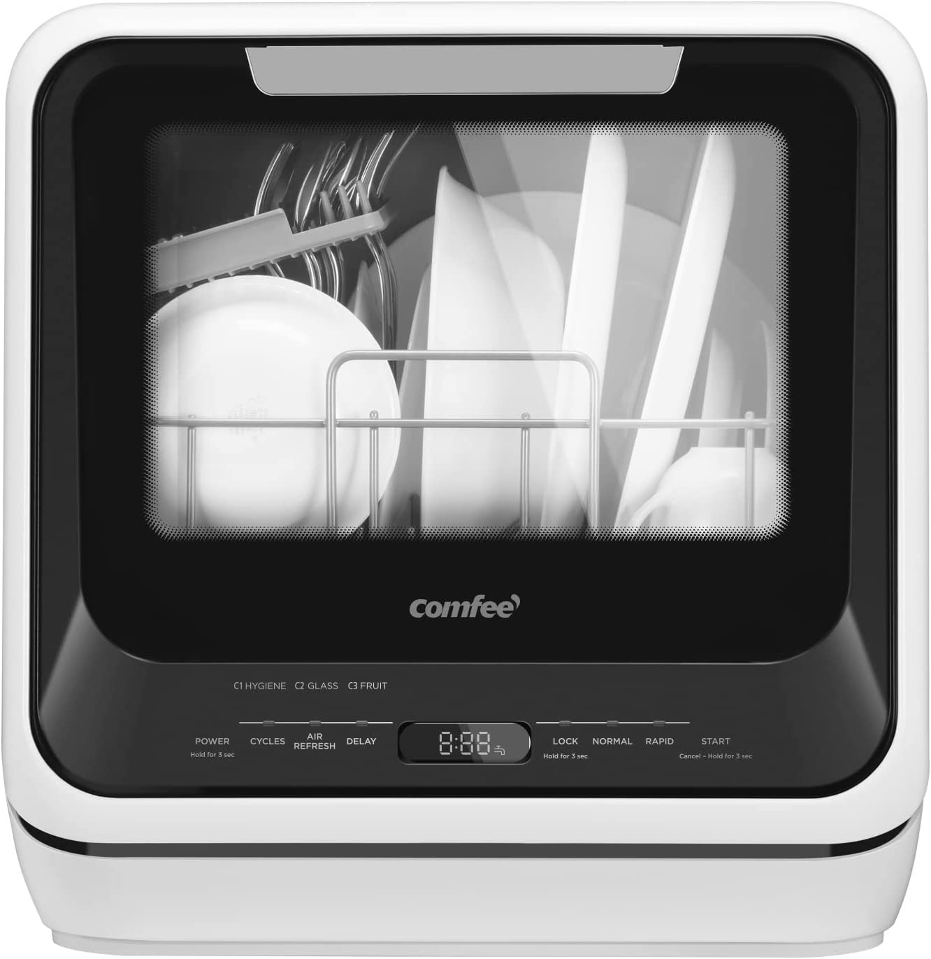 COMFEE' Portable Mini Dishwasher Countertop with 1.32Gal Built-In Water Tank for
