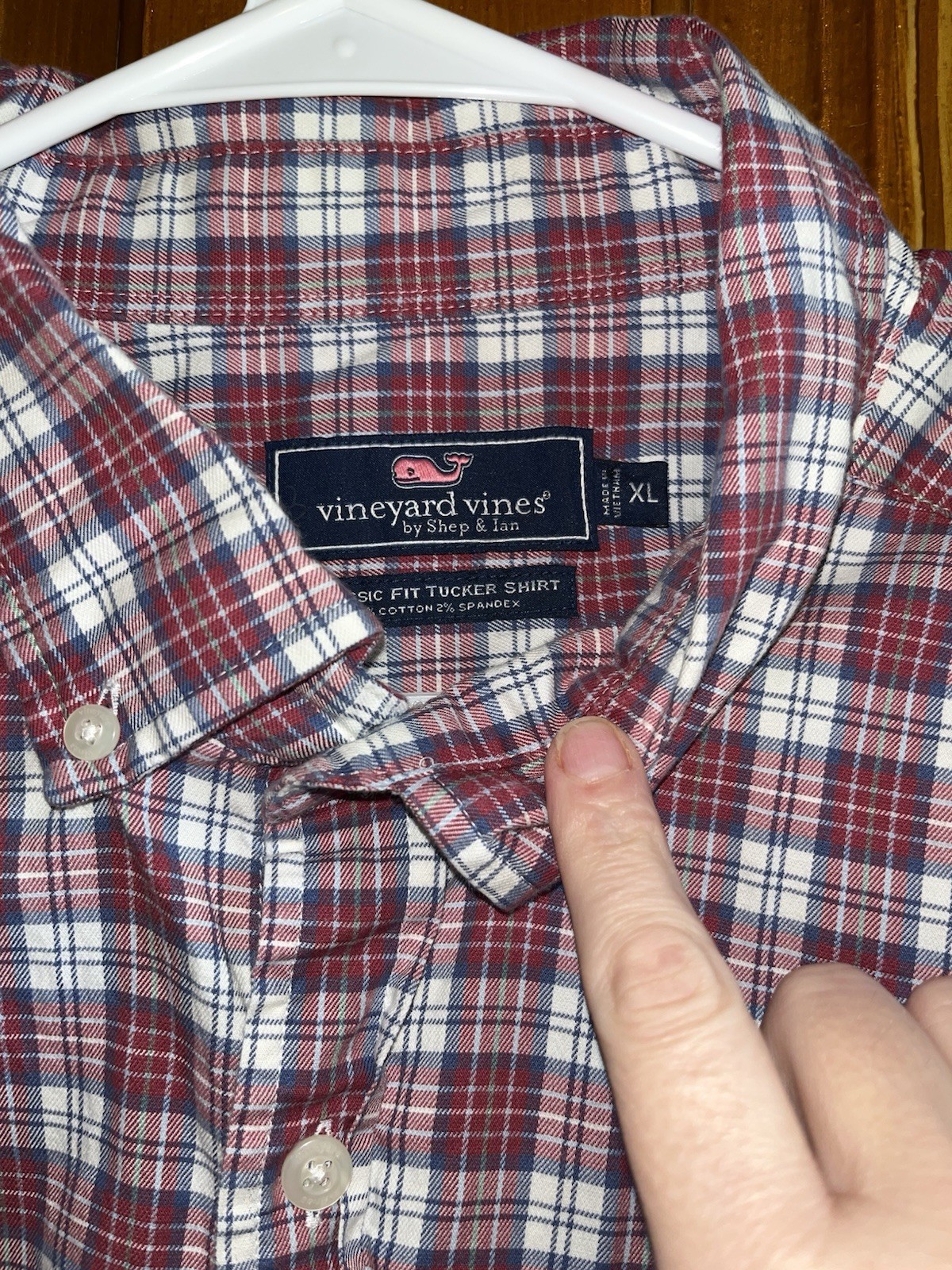Vineyard Vines Shirt Mens XL Blue/Red/White Plaid Whale Long Sleeve Extra Large