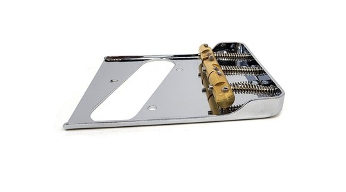 Ashtray Bridge Low Prfoile Side Telecaster Style w/Compensated Brass Saddles, Ch - Picture 3 of 9