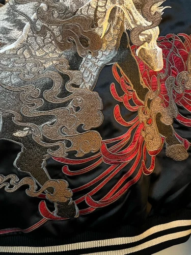 Herren Sukajan Wende Souvenir Jacke japanisches Muster Stickerei Kirin Sakura - Bild 47 von 47