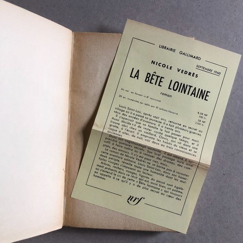 Nicole Vedrès — La Bête lointaine — é.o. - s.p. — envoi — Gallimard —1960. - Picture 3 of 9