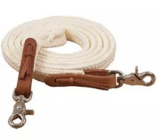 Mustang Manufacturing Poly Roping Horse Reins 1/2" x 7  Flat Braided Natural Tan
