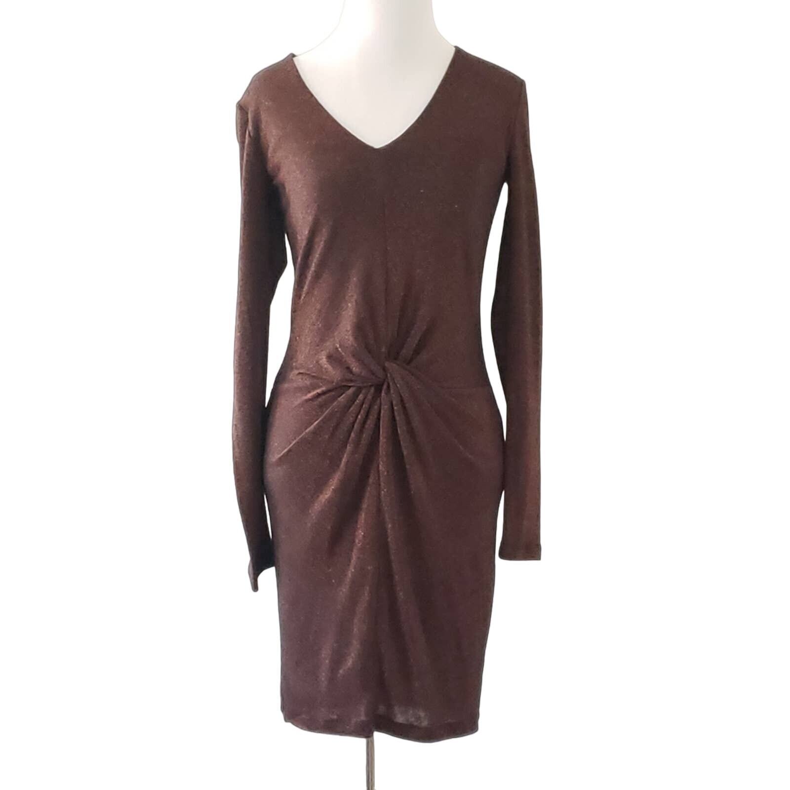 Ted Baker Lizzey Metallic Copper Twist Front Party Dress Women XS