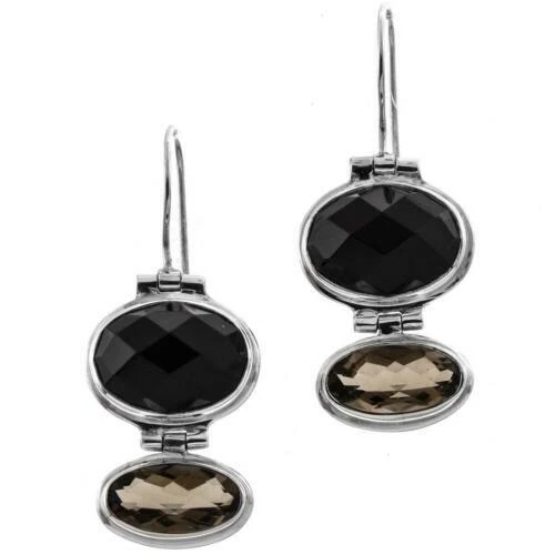 Orecchini di lusso con gemme neri in argento sterling pietra principale onice