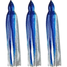 5.5" to 8.5" Octopus Squid Replacement Skirt - Blue & Silver Sparkle - 3 Pack