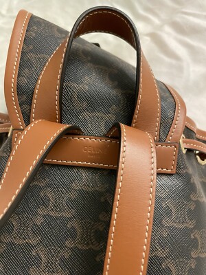 Celine Mini Backpack FOLCO in triomphe Canvas And calfskin  display picture 1