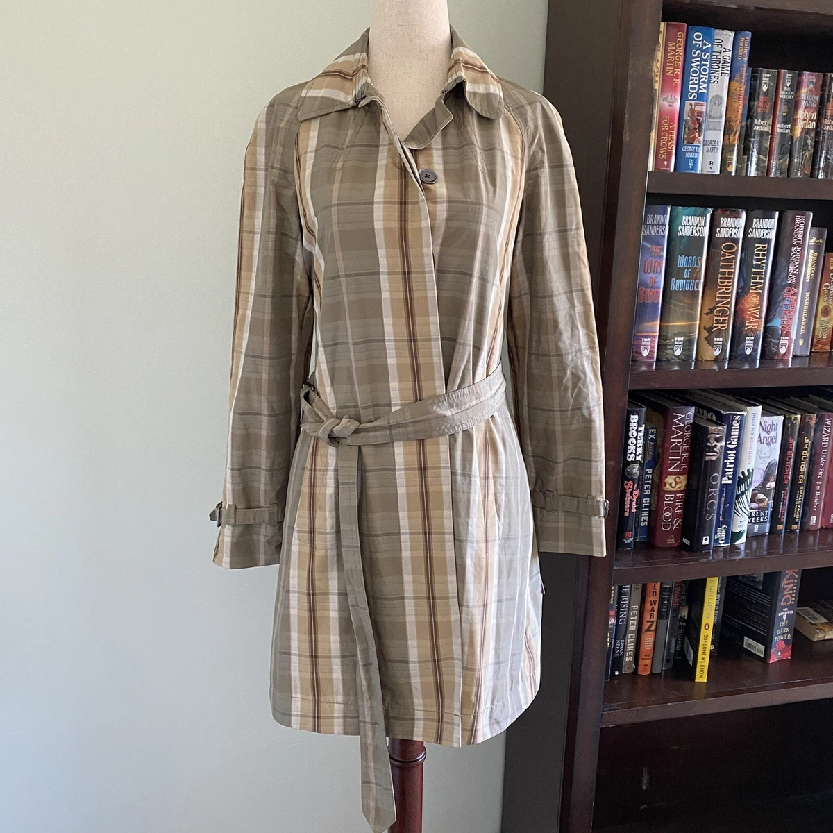 Plaid trench hotsell coat womens