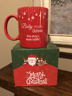 Christmas Snowfake Mug Cup Gift  Baby It s Cold Outside How About Warm Cuddle