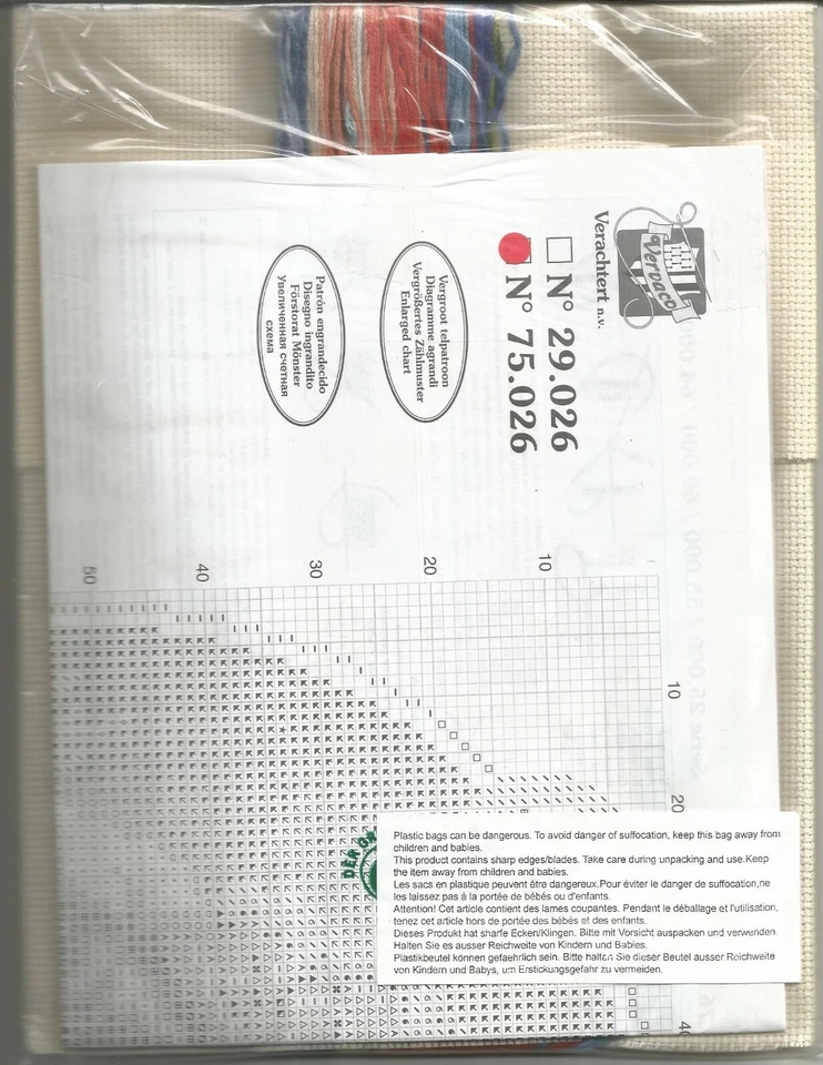 Vervaco Counted Cross Stitch Kit #29.026 Dreaming Angels 22x30 cm Sealed NIP - Imagem 3 de 3